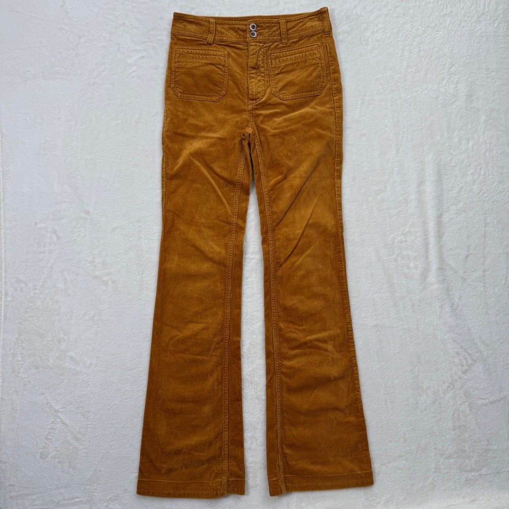 Anthropologie Pilcro Corduroy Pants Womens 25 Mustard Yellow Wide Leg High Rise